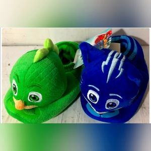 NEW Catboy & Gekko Toddler PJ Masks Mismatch Plush Slip On Slippers M (7-8 Yrs)